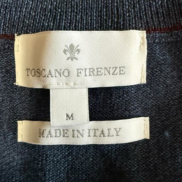 Toscano Firenze Marino Wool Blue Sweater Italy Preppy Prep Light Academia Nerd - Picture 4 of 7